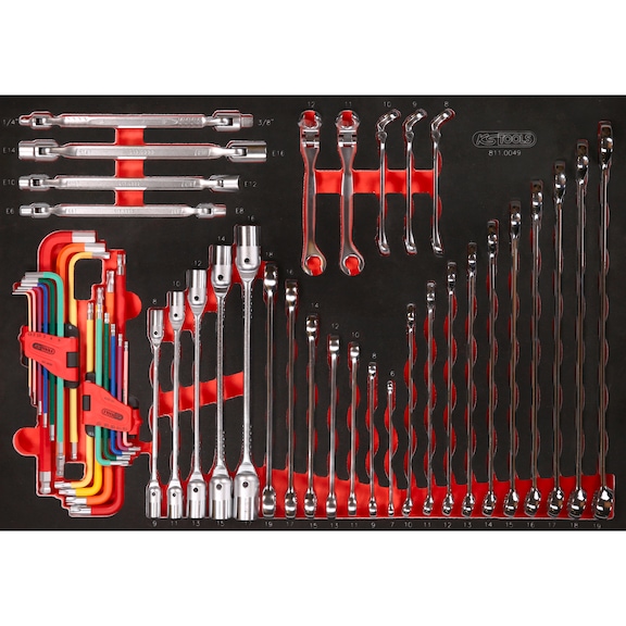 Wrench set in foam insert, 49 pieces - Spanner set