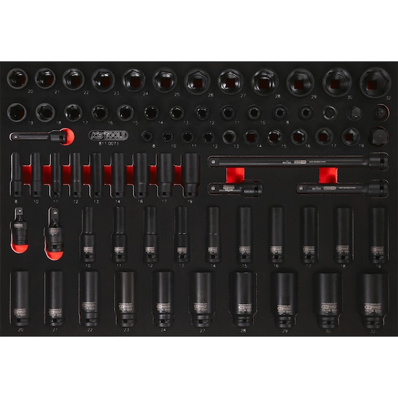 3/8 inch, 1/2 inch power socket wrench set in foam insert, 73 pieces - Socket wrench (set)