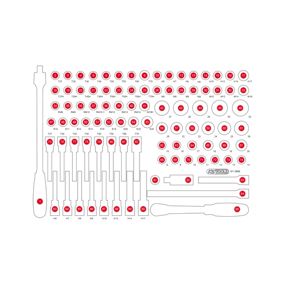 KS TOOLS Empty foam insert for 811.0095 - Empty foam insert