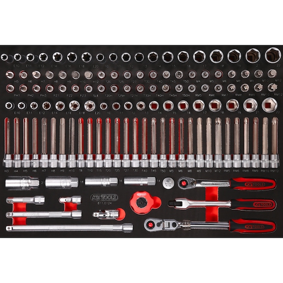 3/8 inch socket wrench set in foam insert, 124 pcs - Socket wrench (set)