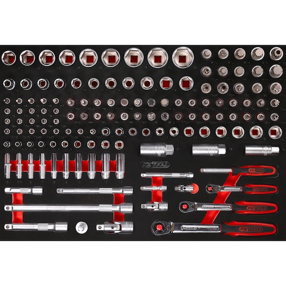 1/4 inch, 3/8 inch, 1/2 inch socket wrench set in foam insert, 139 pieces - Socket wrench (set)
