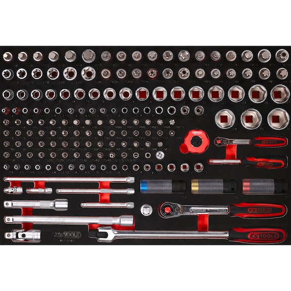 1/4 inch, 1/2 inch socket wrench set in foam insert, 167 pieces - Socket wrench (set)