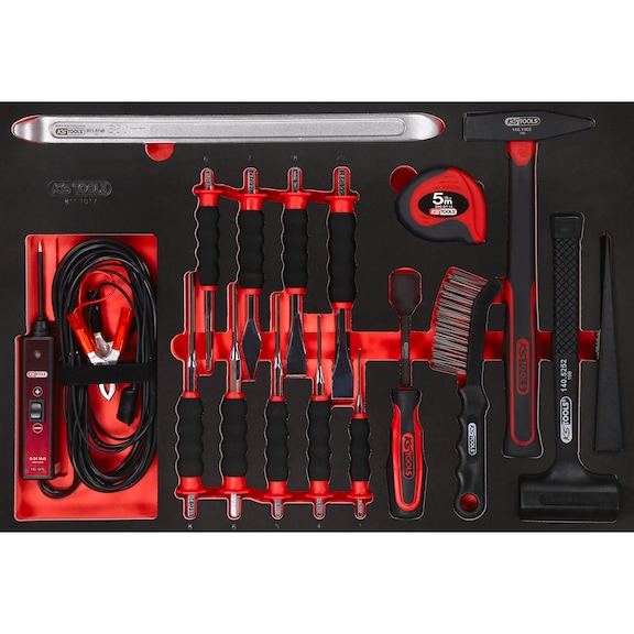 Hammer and chisel set in foam insert, 17 pieces - Tool assortment