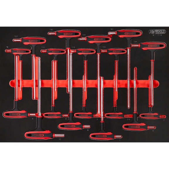 T-handle angle pin wrench set in foam insert, 18 pieces 811.1018 - T-handle angle pin wrench set