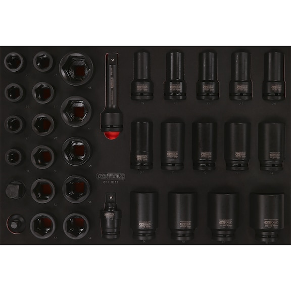 3/4 inch heavy-duty socket set in foam insert, 33 pieces - Socket wrench set