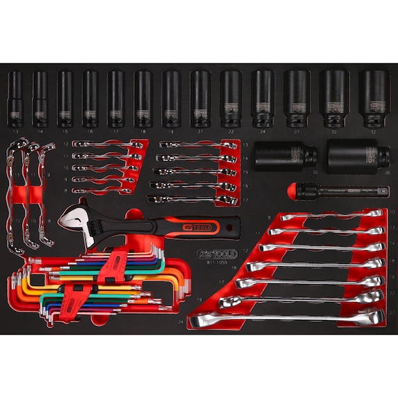 KS TOOLS Spanner and impact socket set in foam insert, 55 pieces - Tool assortment