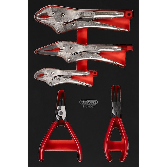 KS TOOLS Pliers set in foam insert, 7-piece - Pliers set