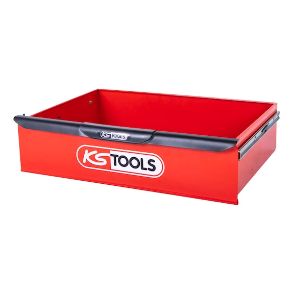 Drawer with logo, incl. full extension, H=75 mm, W=568 mm x D=398 mm - Drawer organisation materials (workshop equipment, parts)