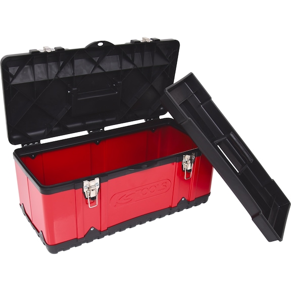 Plastic and sheet steel tool box, 582 x 298 x 255 mm - Tool boxes