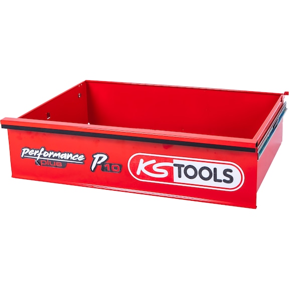Drawer with logo and ball bearing slide for workshop trolley P10, 568x398x145 mm - Drawer organisation materials (workshop equipment, parts)