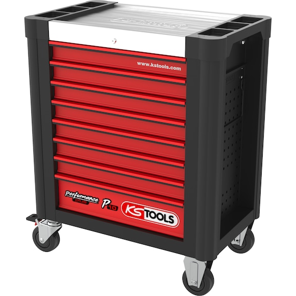 PERFORMANCEplus P10 BLACK/RED Workshop trolley with 8 drawers - PERFORMANCEplus workshop trolley
