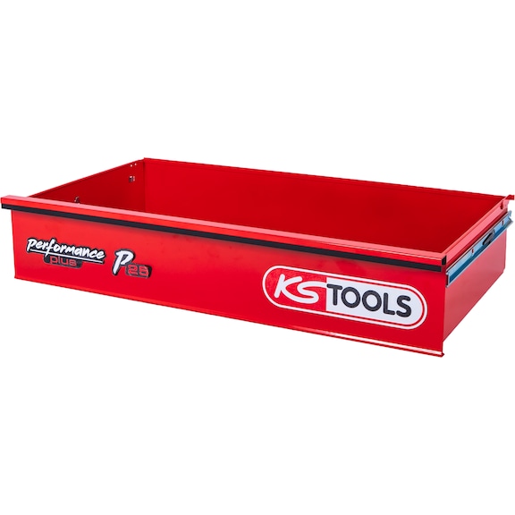 Drawer with logo and ball bearing slide for workshop trolley P25, 755x398x145 mm - Drawer organisation materials (workshop equipment, parts)