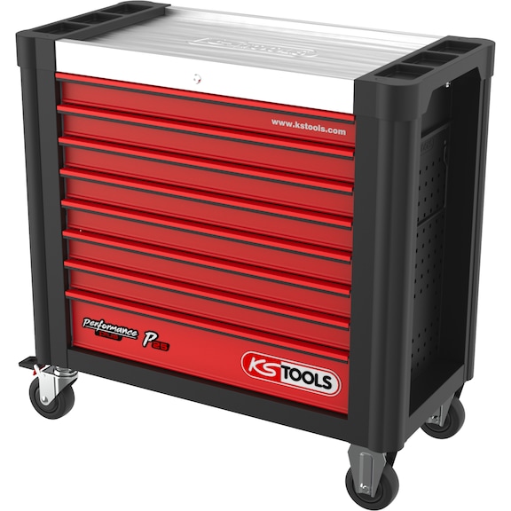 PERFORMANCEplus P25 BLACK/RED workshop trolley with 8 drawers - PERFORMANCEplus workshop trolley