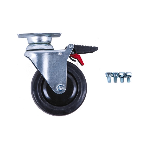 Swivel castor with brake for PERFORMANCEplus workshop trolley incl. screws - Transport device (workshop, accessories, miscellaneous)