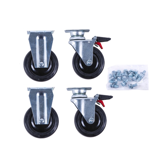 Set of castors for PERFORMANCEplus workshop trolley, including screws - Transport device (workshop, accessories, miscellaneous)