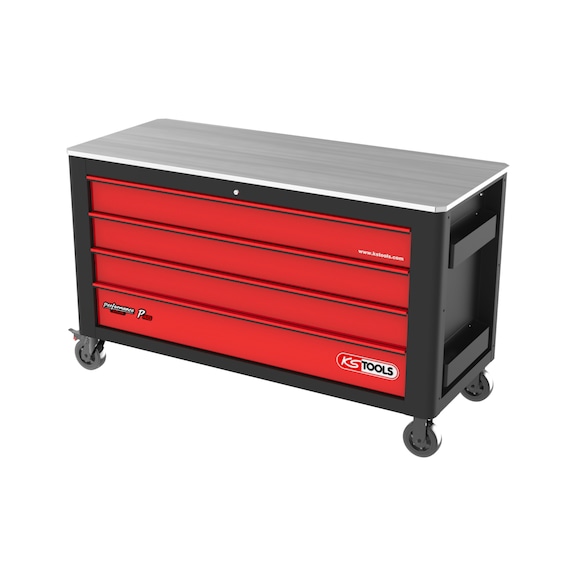PERFORMANCEplus P40 BLACK/RED Workshop trolley with 4 drawers - PERFORMANCEplus workshop trolley