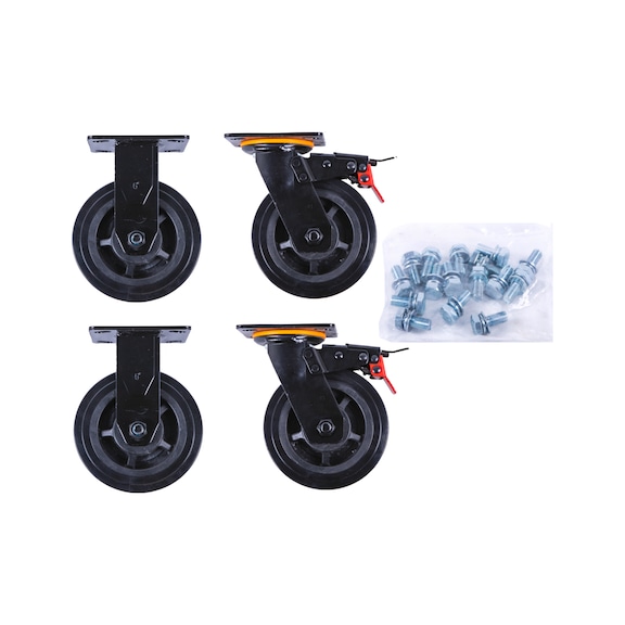 Castor set for P45 workshop trolley, including screws - Transport device (workshop, accessories, miscellaneous)