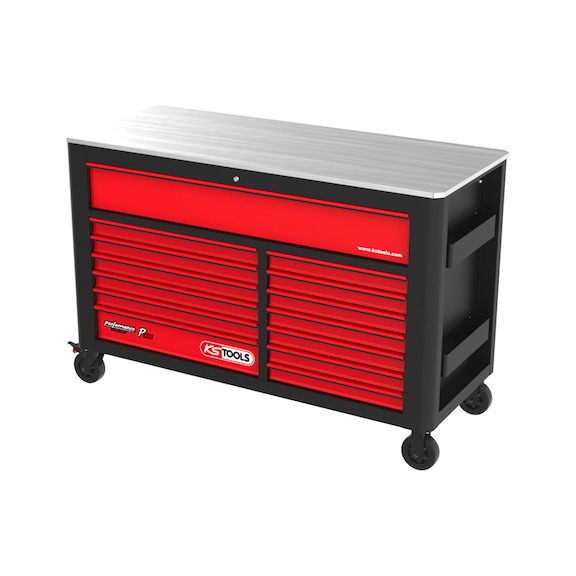 PERFORMANCEplus P45 BLACK/RED workshop trolley with 14 drawers - PERFORMANCEplus workshop trolley