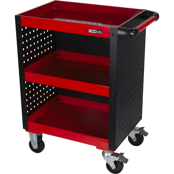 ECOline workshop service trolley with perforated plate cladding - Workshop service trolley