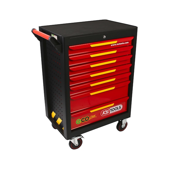 ECOline BLACK/RED/YELLOW workshop trolley with 7 drawers - ECOline workshop trolley