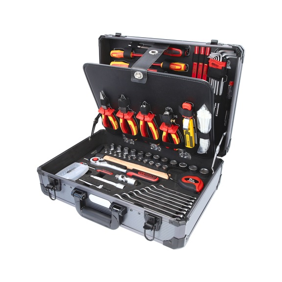 1/4 inch, 1/2 inch Electrician's tool case, 128-piece - Multifunctional tool