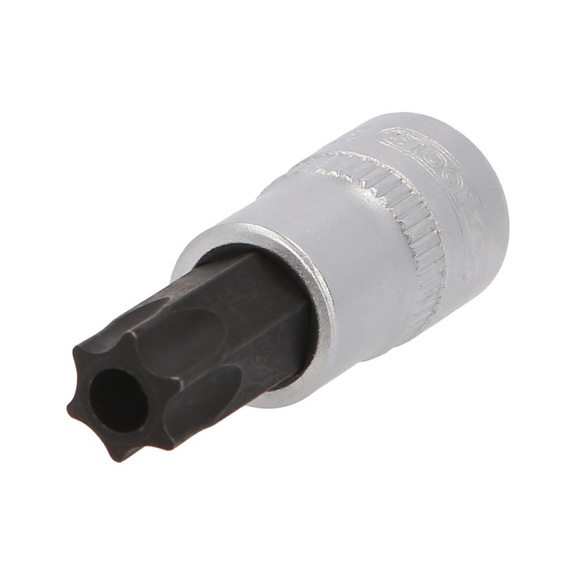 3/8 inch TX socket with front hole, TB55 on hanger - 3/8 inch Torx bit socket