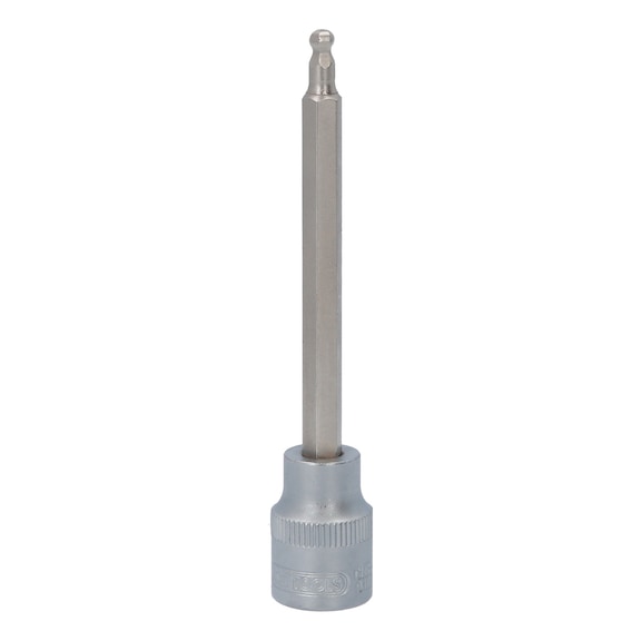 3/8 inch hex socket bit with ball head, long, 4 mm - 3/8 inch hex socket bit