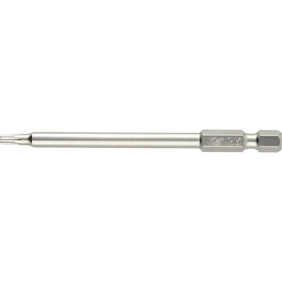 1/4 inch TX bit T15, 89 mm long, with hole - 1/4 inch Torx bit with hole
