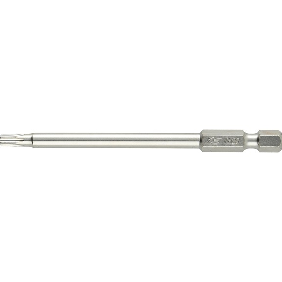 1/4 inch TX bit T20, 89 mm long, with hole - 1/4 inch Torx bit with hole