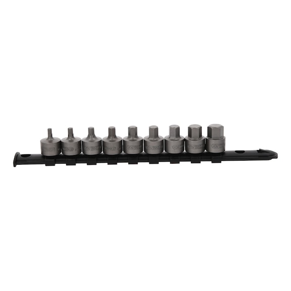KS TOOLS 3/8 inch bit socket set, hexagon socket, short, 9-piece, 4-14 mm - Additional socket wrench insert (hexagonal)