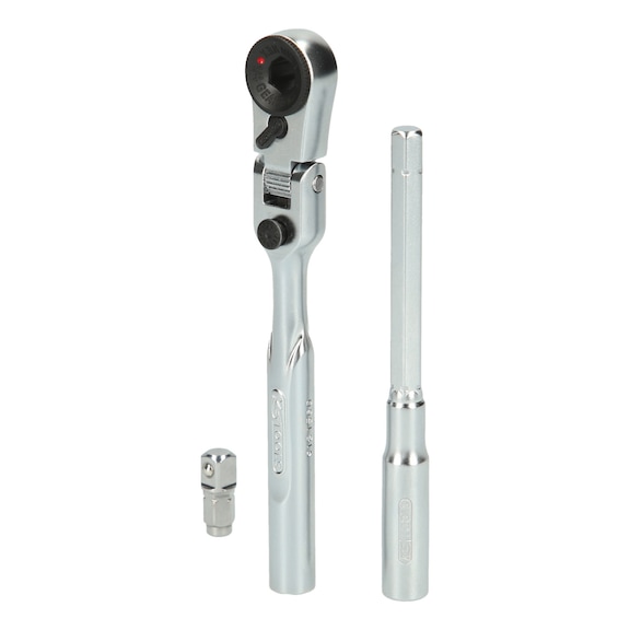 1/4-inch bit joint reversible ratchet set with socket adapter for sockets, 3-piece - KS TOOLS Ratchet (stepped spanner)