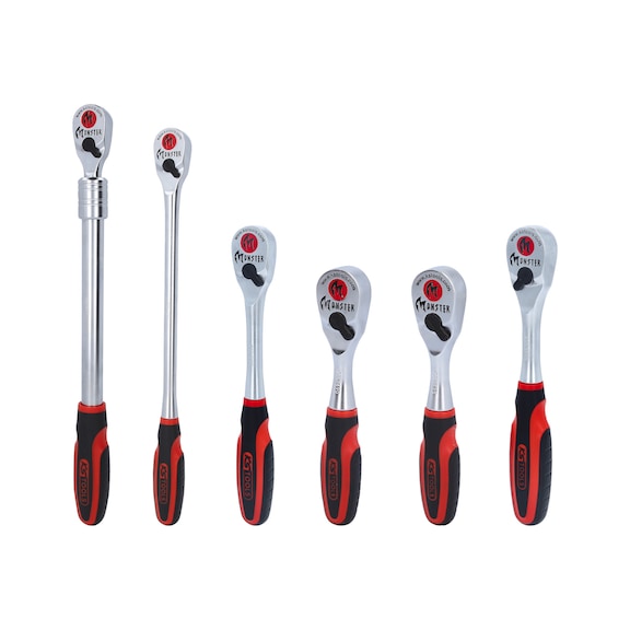 Monster reversible ratchet set, 6-piece 1/4 inch, 3/8 inch, 1/2 inch - KS TOOLS Ratchet (stepped spanner)