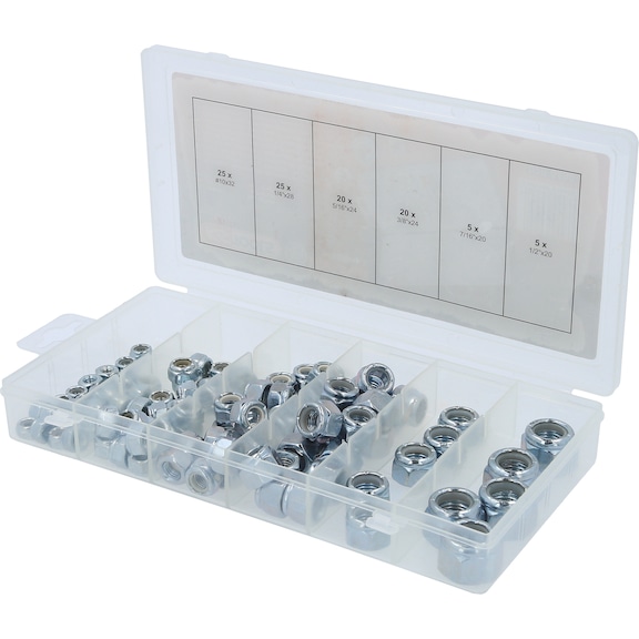 Assortment of nuts, self-locking, UNF, 100 pieces - Nut (special shape)