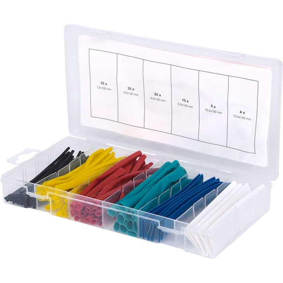 Assortment of heat-shrink tubing, coloured, 100 pieces - Hand tool assortment, hand tool set (other)