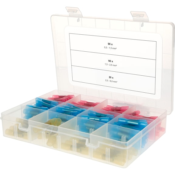 Assortment of heat-shrink connectors, 0.5 mm&sup2; - 6.0 mm&sup2;, 200 pieces - Hand tool assortment, hand tool set (other)
