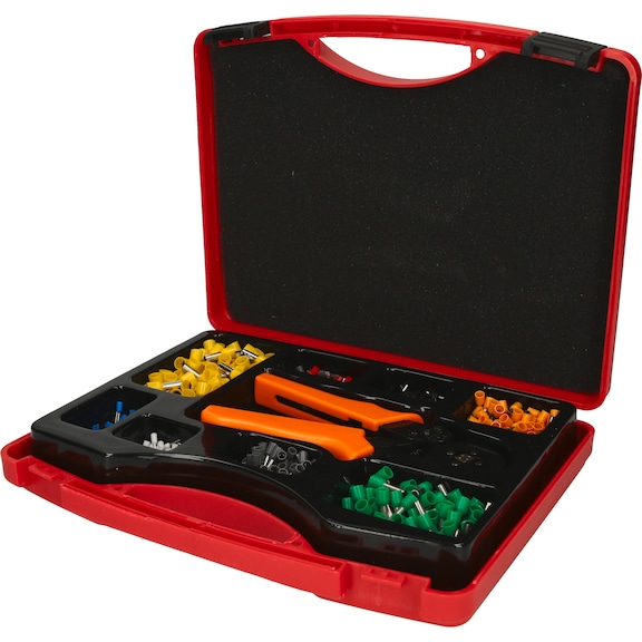 Assortment of wire end sleeves with crimping pliers, 0.25 mm&sup2; - 6.0 mm&sup2;, 1001 pieces - Pliers set
