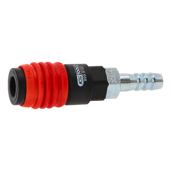 3-in-1 universal compressed air safety coupling, 11 mm with hose nozzle - 3-in-1 universal compressed air safety coupling