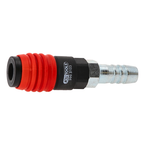 3-in-1 universal compressed air safety coupling, 14.5 mm with hose nozzle - 3-in-1 universal compressed air safety coupling