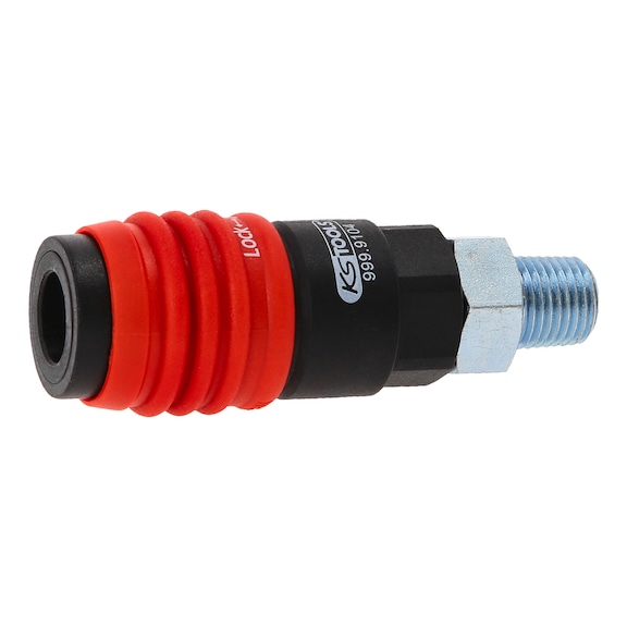 KS TOOLS 3-in-1 universal compressed air safety coupling