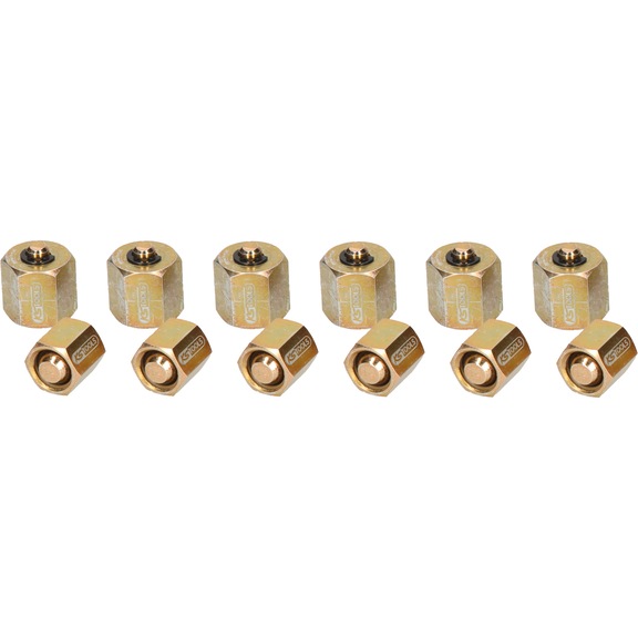 Lock nut set for injectors / diesel engines, 12-piece - Extraction tool, extractor (other)