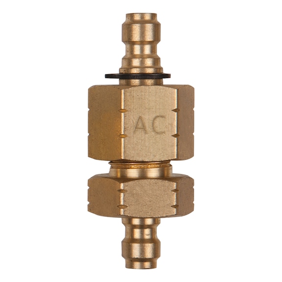 Double adapter piece M14x1.25 internal and external thread and 1/4 inch connection - Fuel system (automotive, assembly, other)