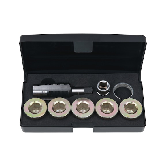 Oil drain plug thread repair kit, 12-piece M24 x 1.5 - Special automotive tools Thread repair