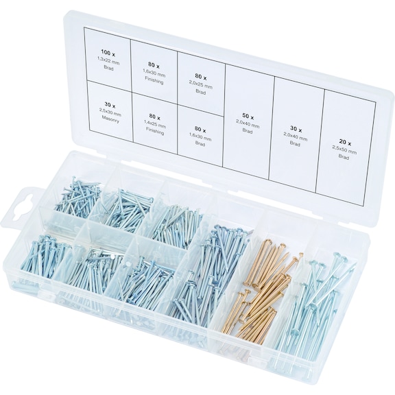 Assortment of nails, 550 pieces - Hand tool assortment, hand tool set (other)