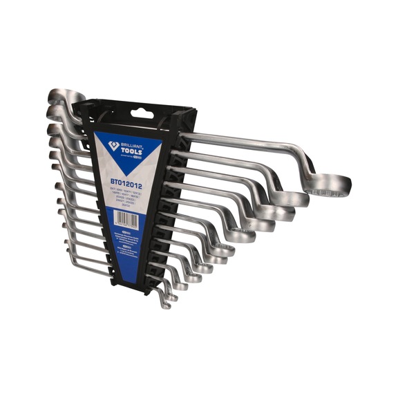 Double ring spanner set, offset, 12-piece - Double ring spanner set