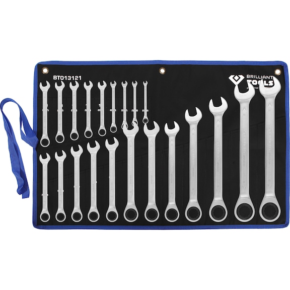 Ratchet ring spanner set, 21 pieces, 6 - 32 mm - Ratchet ring spanner set