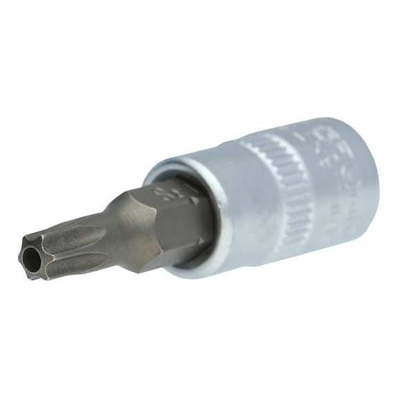 1/4 inch TX socket bit, with end hole, TB25 - 1/4 inch TX bits
