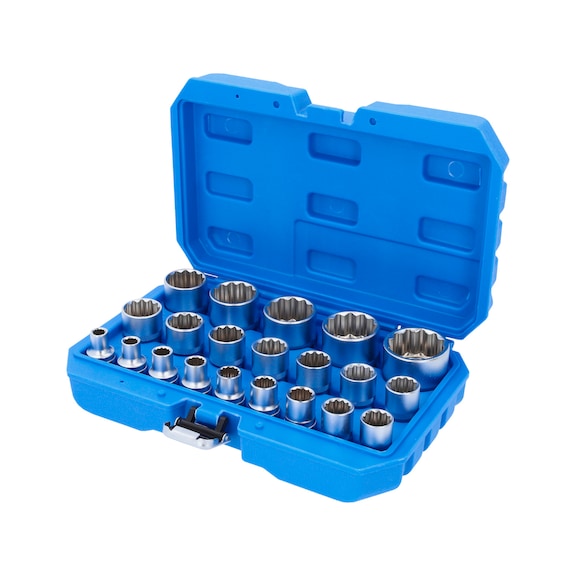 1/2 inch socket wrench set, twelve-point, short, 21-piece, 8 - 36 mm - Socket wrench (set)
