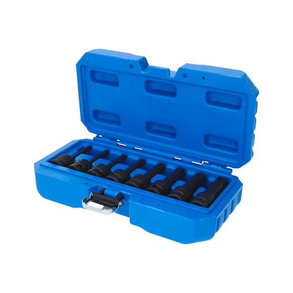 1/2 inch power bit socket set, TX, 8-piece, T30 - T80 - 1/2 inch power bit socket