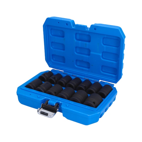 1/2 inch power socket set, hexagonal, 13 pieces, short - 1/2 inch power bit socket