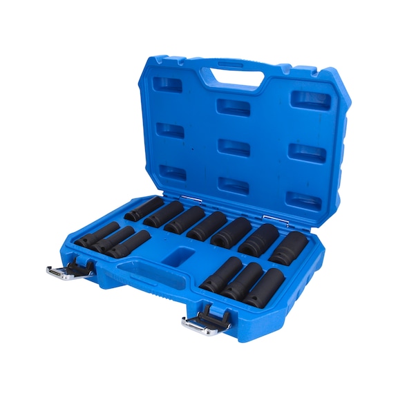 1/2 inch power socket set, hexagonal, 13 pieces, long, 10 - 24 mm - 1/2 inch power bit socket